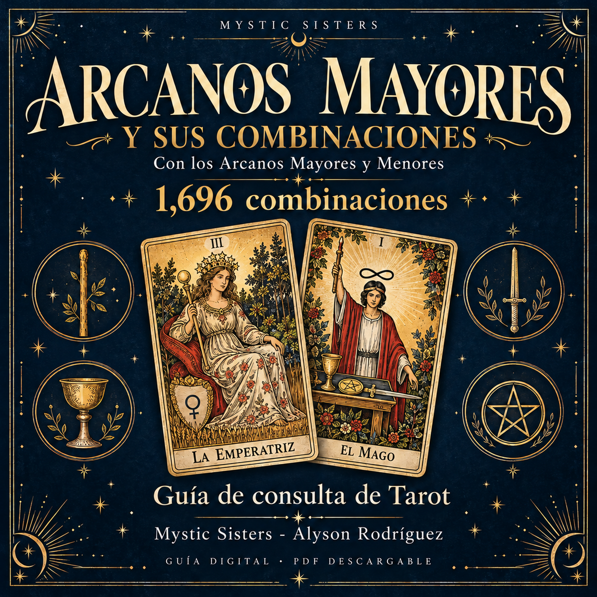 1696 combinaciones de los Arcanos Mayores entre sí y los menores